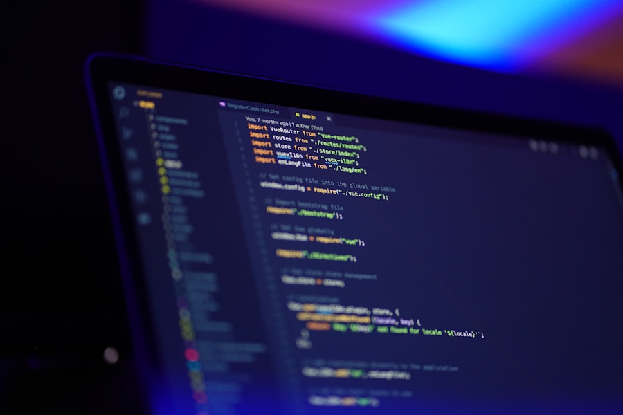 Code editor showing colorful syntax-highlighted code